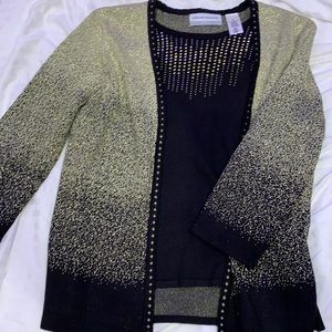 Green and black faux sweater top